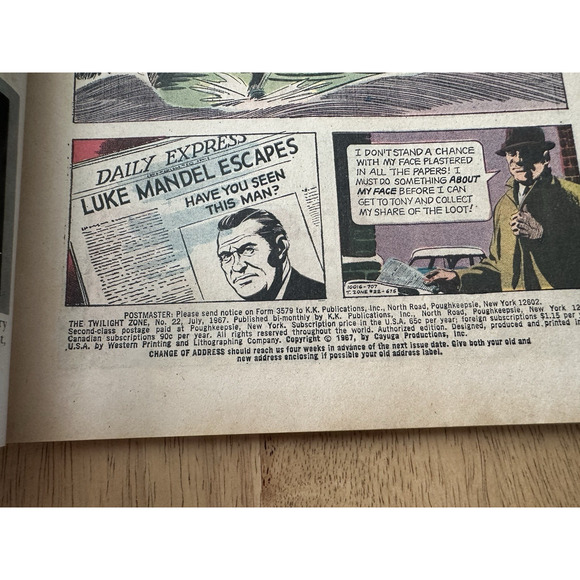 Gold Key Comics, The Twilight Zone #22, The Mask, 1967 Rod Serling Very Good VTG - Picture 4 of 7